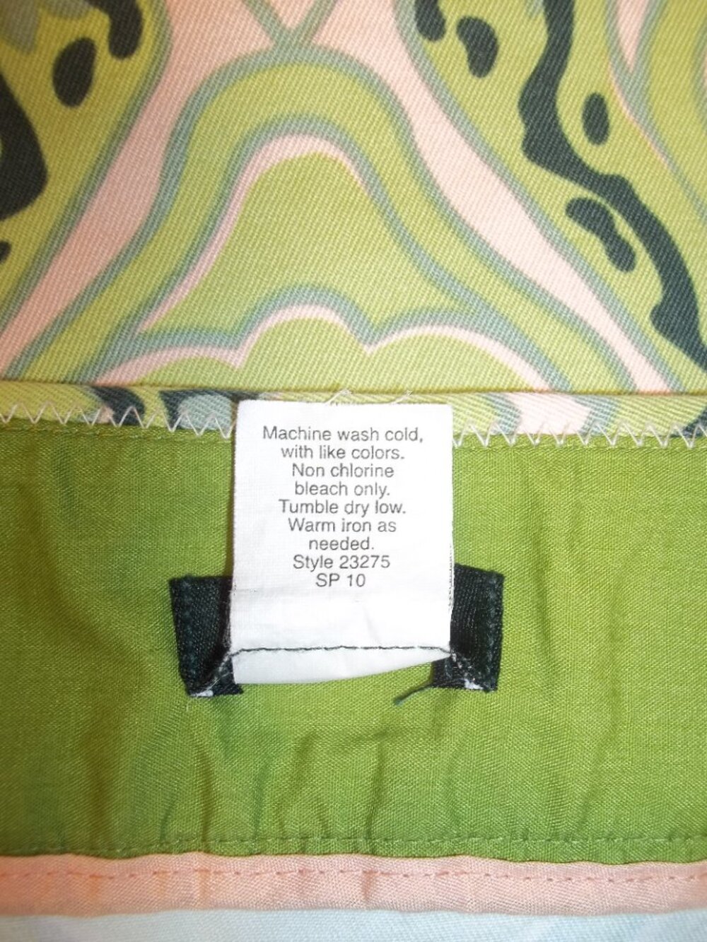 J. Crew Factory Womens Skirt Size 10 Partial Zipper Pockets Geometric Green Pink - Picture 6 of 6